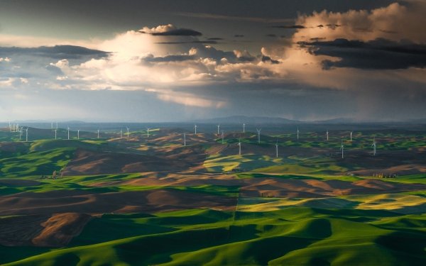 Man Made Wind Turbine Grassland HD Wallpaper | Background Image
