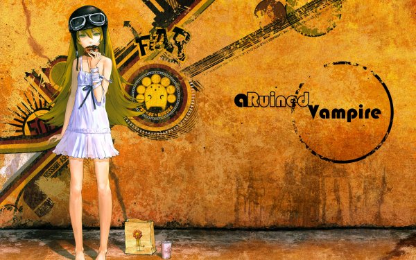 Anime Monogatari (Series) Shinobu Oshino Bakemonogatari Doughnut Blonde Yellow Eyes Aviator Helmet HD Wallpaper | Background Image