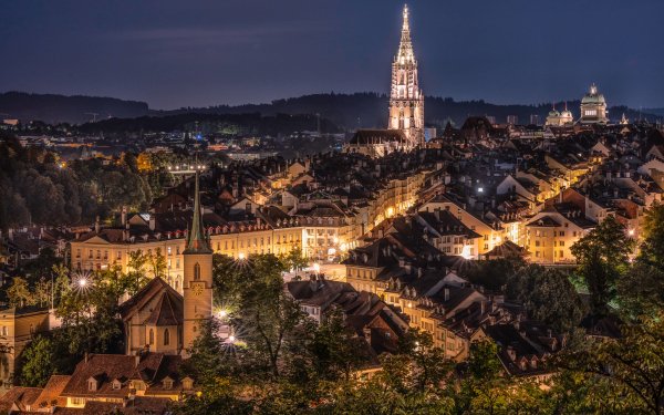 Man Made Bern Towns Switzerland Night HD Wallpaper | Background Image