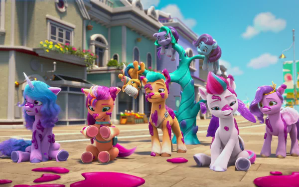 Pipp Petals Zipp Storm Hitch Trailblazer Sunny Starscout Izzy Moonbow TV Show My Little Pony: Make Your Mark HD Desktop Wallpaper | Background Image