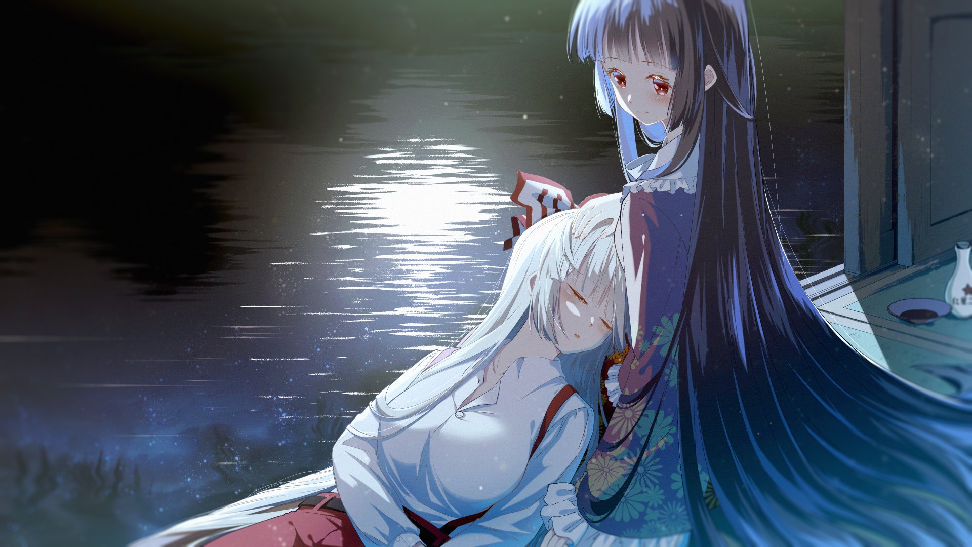 Download Kaguya Houraisan Fujiwara No Mokou Anime Touhou 4k Ultra HD Wallpaper