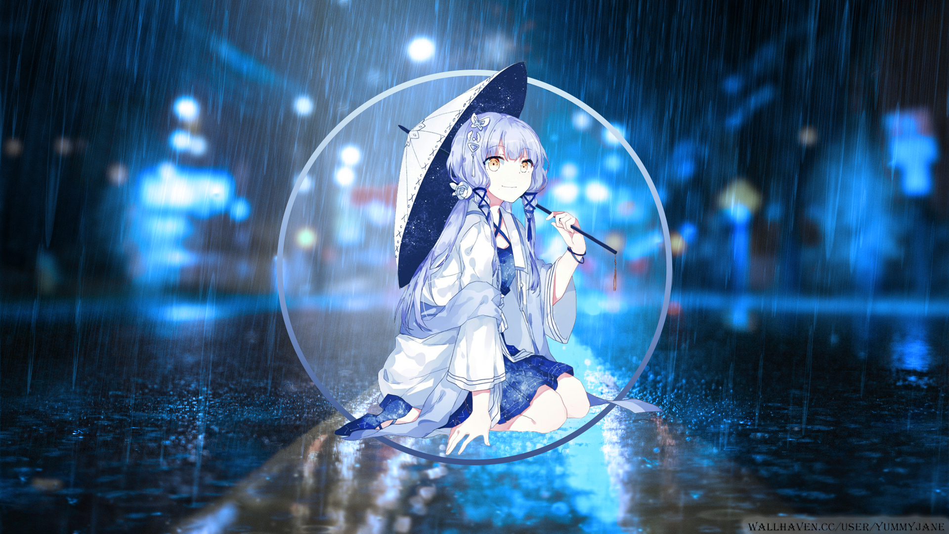 Download Rain Umbrella Stardust (Vocaloid) Picture-in-picture Anime Vocaloid Rain Anime HD Wallpaper