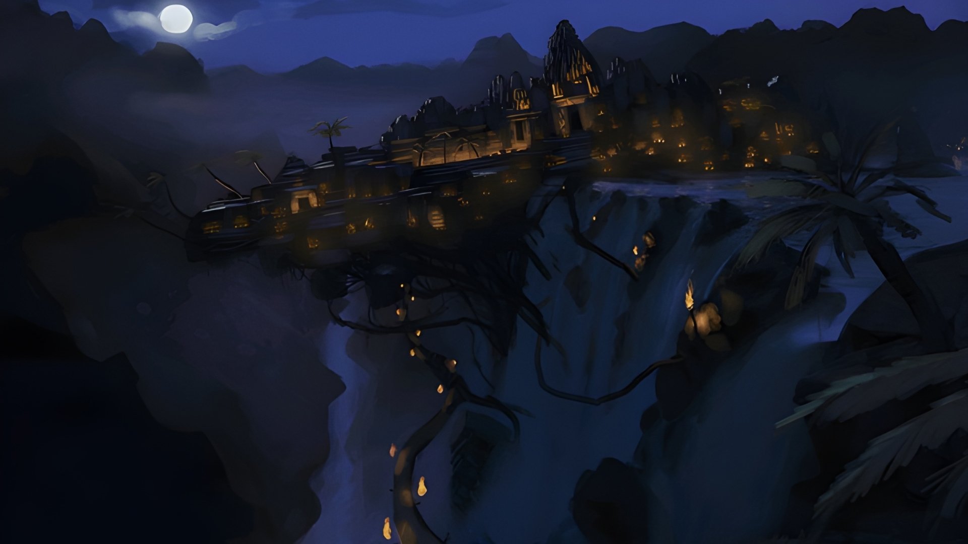 Download Waterfall Night Sega Video Game Sonic Unleashed HD Wallpaper