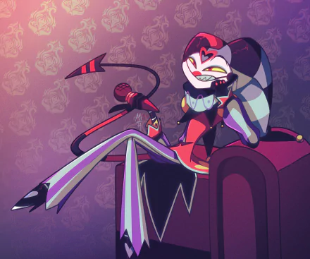 HD PC desktop wallpaper featuring Fizzarolli from the TV show Helluva Boss, showcasing the character in vibrant colors and a dynamic pose.