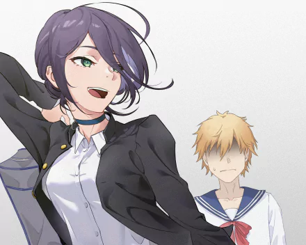 Denji (Chainsaw Man) Reze (Chainsaw Man) Anime Chainsaw Man HD Desktop Wallpaper | Background Image