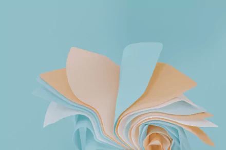 Abstract digital artwork with soft pastel shapes resembling petals, designed as a 4K Ultra HD PC desktop wallpaper featuring a modern technology theme for Windows 11.