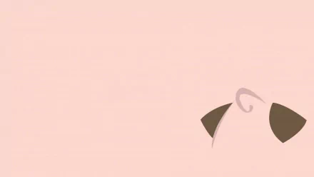 Minimal HD PC desktop wallpaper of Cleffa (Pokémon): pastel pink background with Cleffa's curled tuft and ears peeking from the lower-right corner.