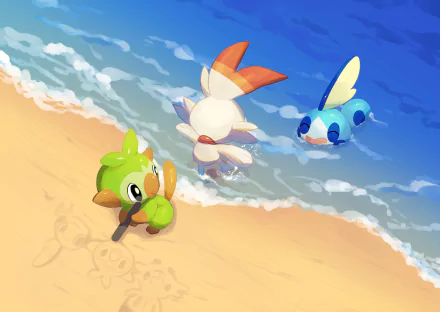 starter pokemon Grookey (Pokémon) Scorbunny (Pokémon) Sobble (Pokémon) video game Pokémon: Sword and Shield HD Desktop Wallpaper | Background Image