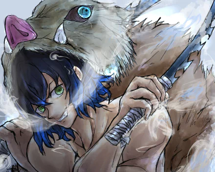Inosuke Hashibira Anime Demon Slayer: Kimetsu no Yaiba HD Desktop Wallpaper | Background Image