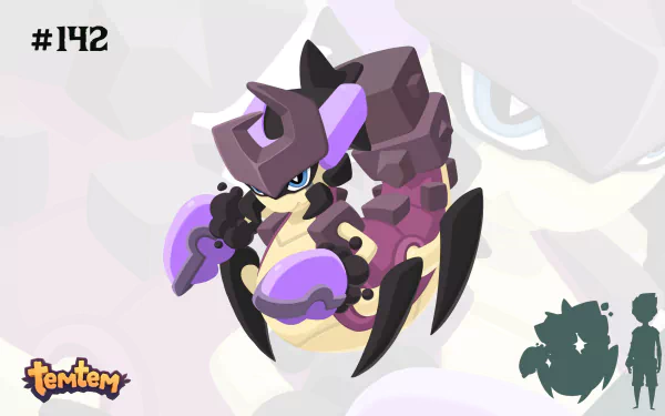 HD Temtem #142 desktop wallpaper featuring a stylized creature from the Temtem universe.