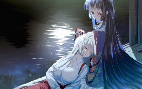 Kaguya Houraisan Fujiwara no Mokou Anime Touhou HD Desktop Wallpaper | Background Image