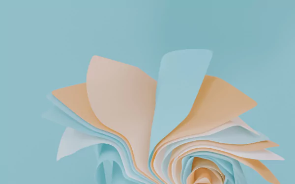 Abstract digital artwork with soft pastel shapes resembling petals, designed as a 4K Ultra HD PC desktop wallpaper featuring a modern technology theme for Windows 11.