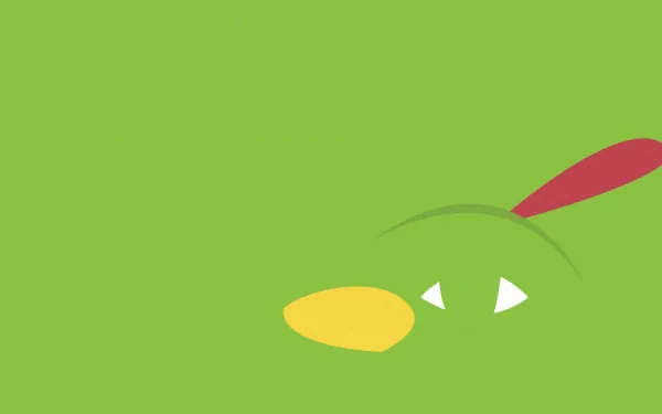 Minimalist HD PC desktop wallpaper featuring Natu from Pokémon with a bright green background in anime style.