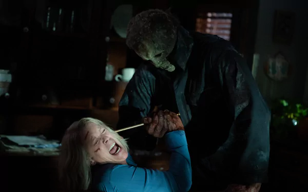 Jamie Lee Curtis Michael Myers movie Halloween Ends HD Desktop Wallpaper | Background Image