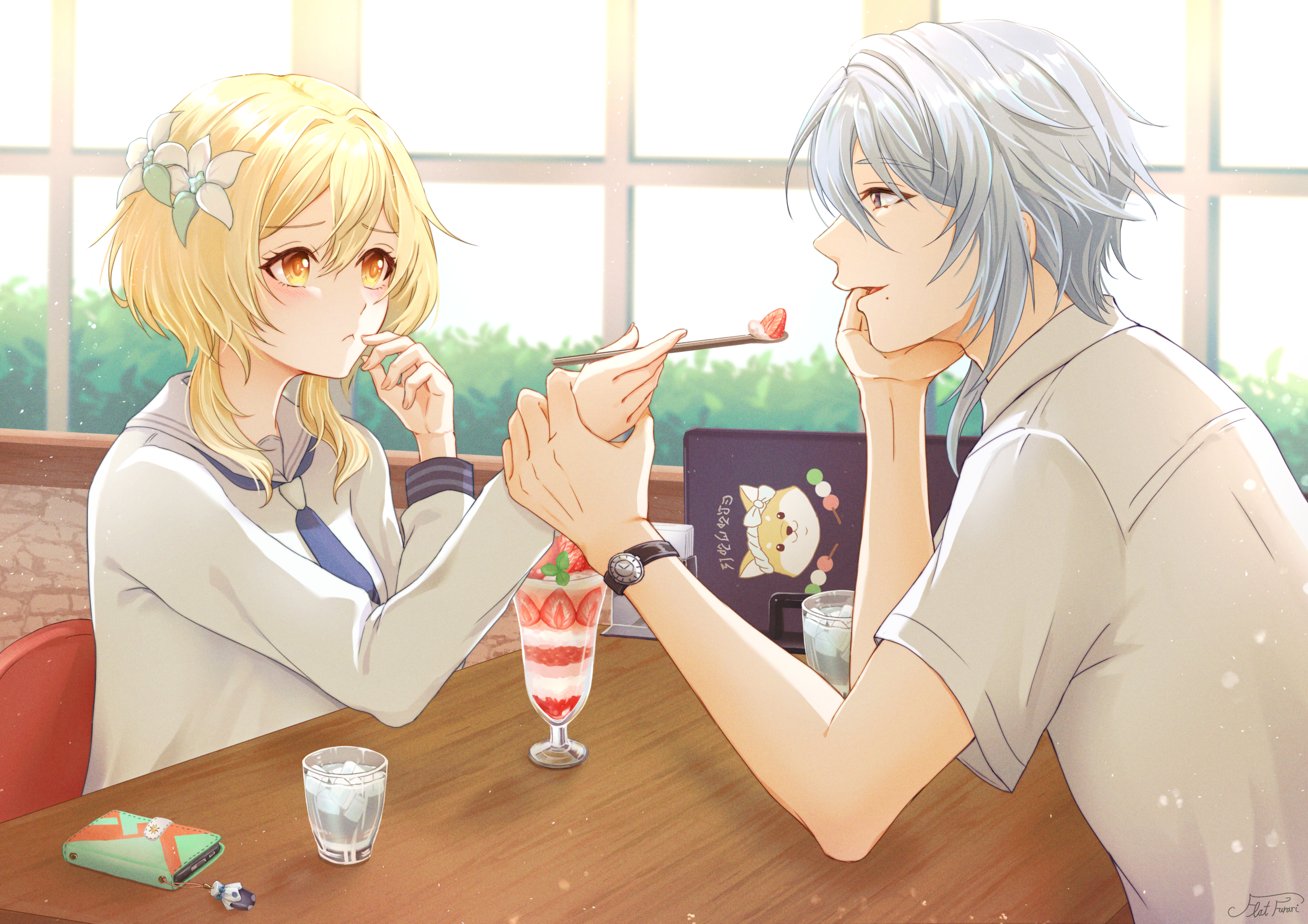 Kamisato Ayato & Lumine by flat furari