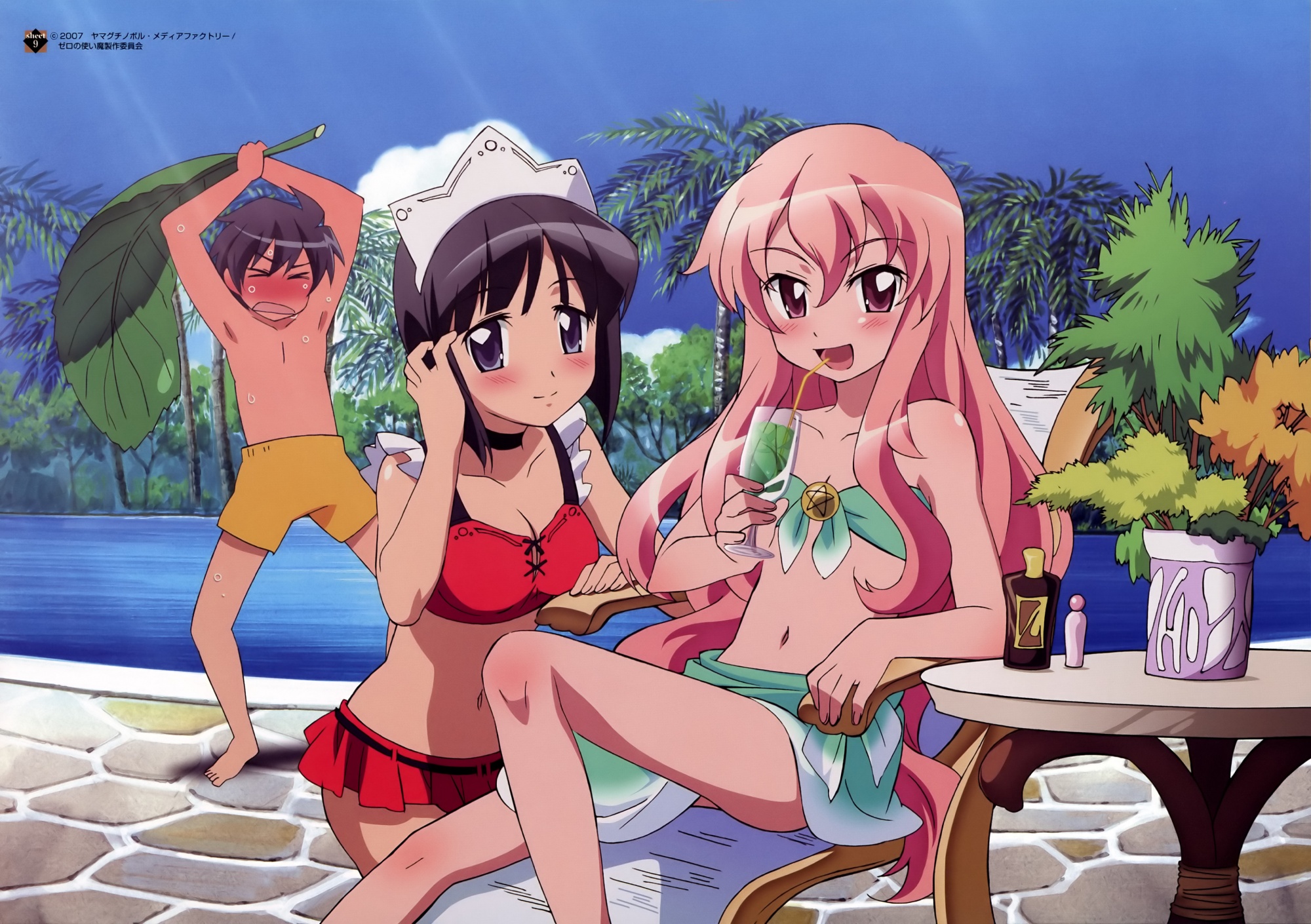 Anime desktop wallpaper featuring characters from Zero no Tsukaima.