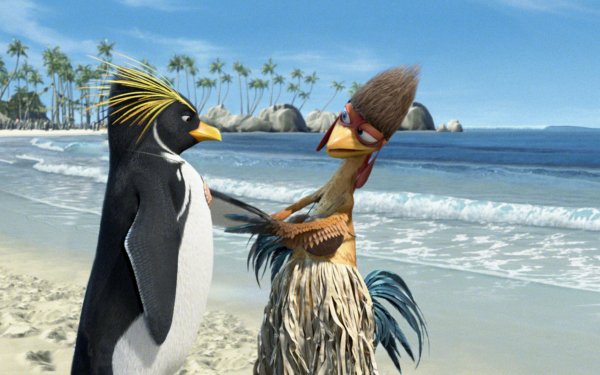 Movie Surf's Up Chicken Penguin Beach Surfing Surfer HD Wallpaper | Background Image