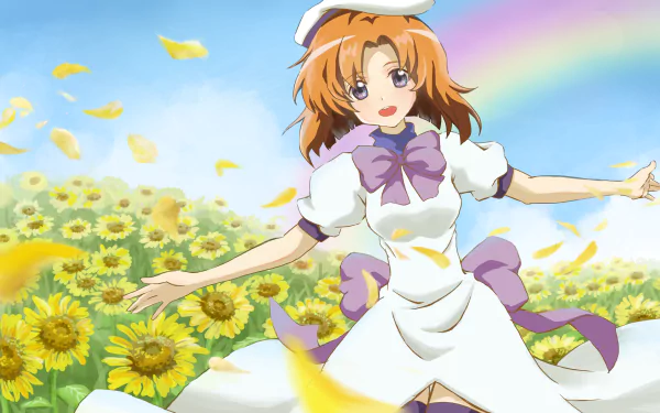  Rena walking through a sunflower field by 詩夏