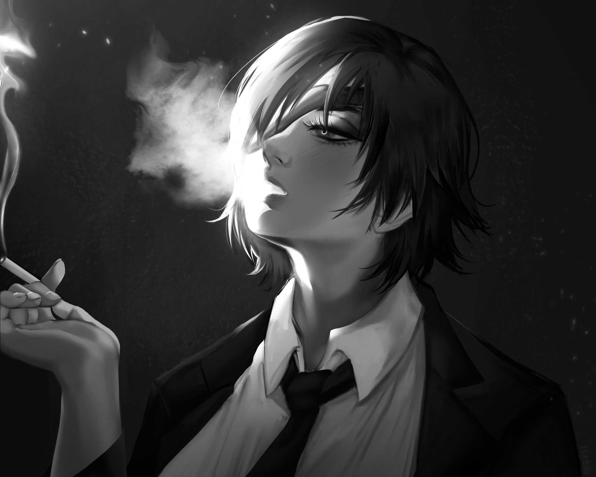 Anime guy around smoke by InfamySoulz on DeviantArt