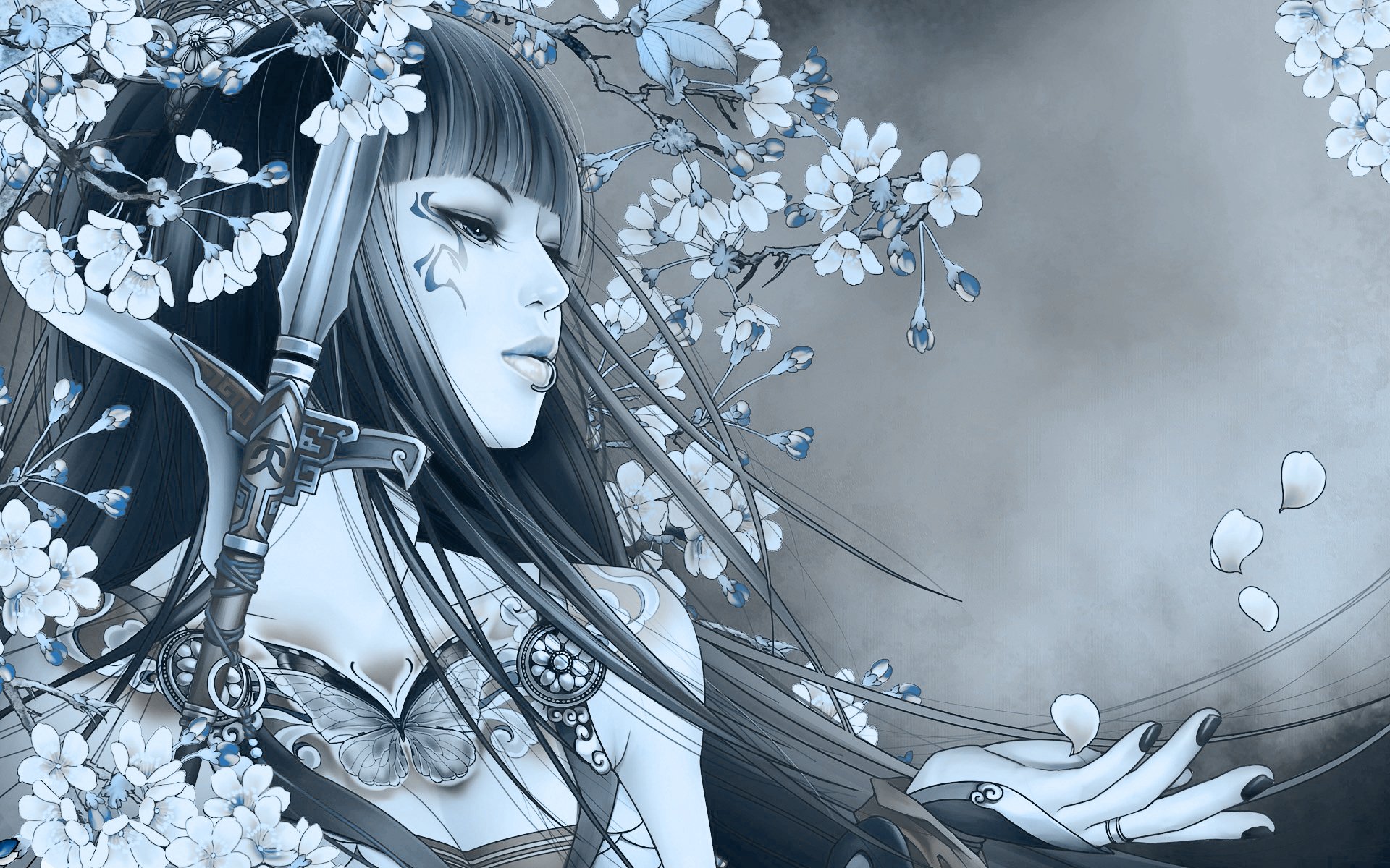 A beautifully illustrated HD wallpaper featuring a serene character from JX Online, surrounded by blossoms and intricate details, showcasing a captivating blend of fantasy and elegance.