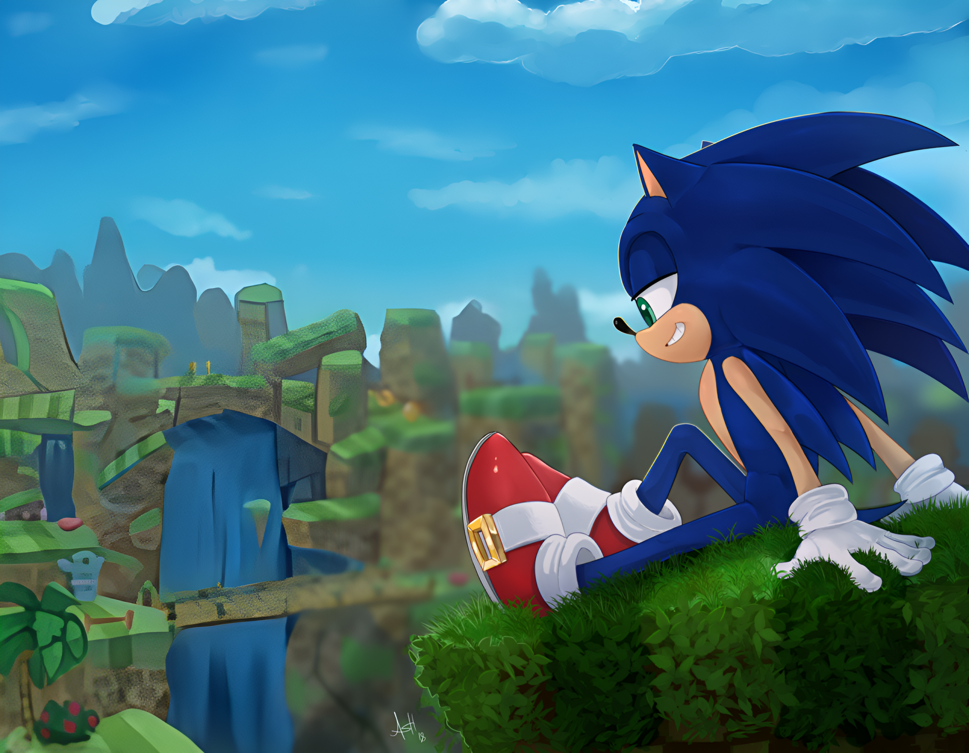 Download Blue Sega Jungle Painting Sonic The Hedgehog Video Game Sonic And The Secret Rings HD Wallpaper by skeleion