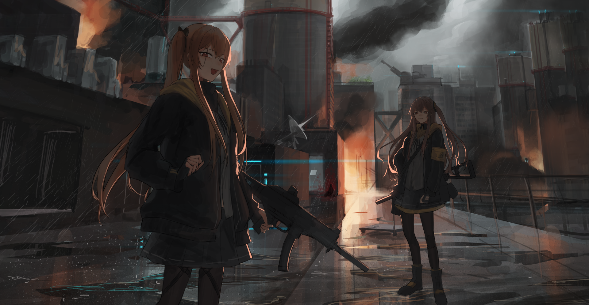 UMP9 and UMP45 from Girls Frontline in a vibrant HD desktop wallpaper.