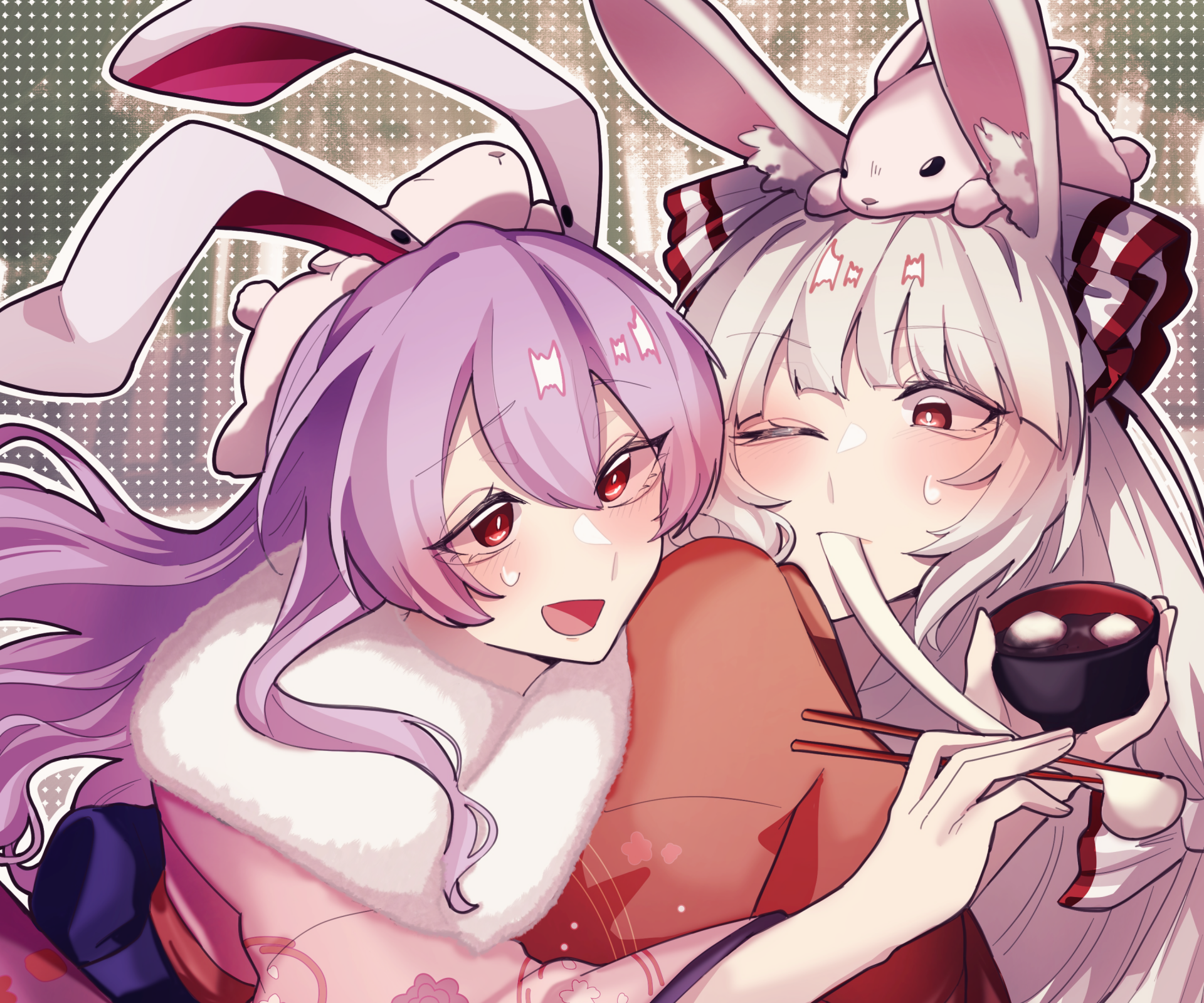 Download Reisen Udongein Inaba Fujiwara No Mokou Anime Touhou HD Wallpaper by Somei ooo