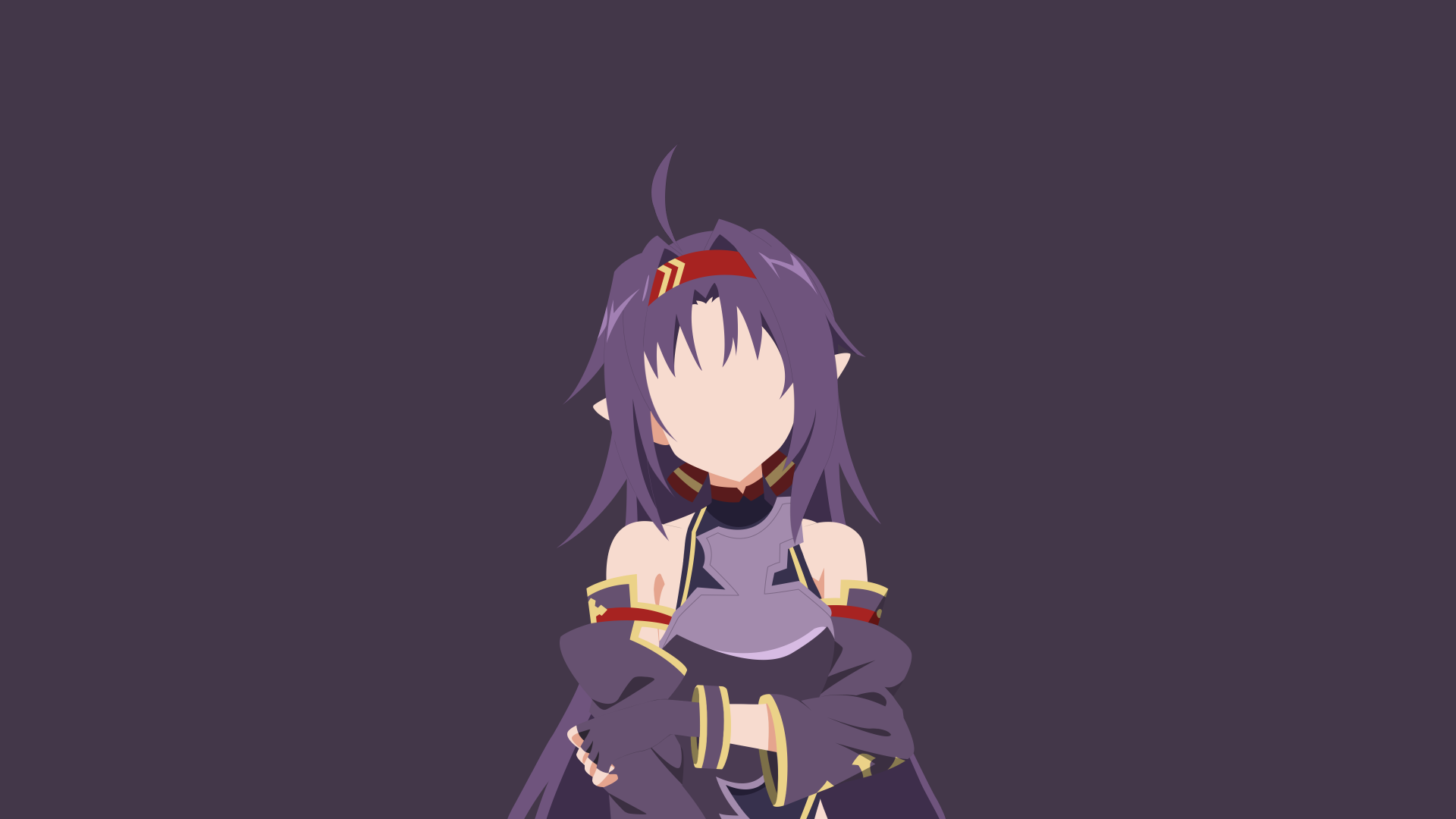 Minimalist 4K Ultra HD anime wallpaper featuring Yuuki Konno from Sword Art Online on a solid dark purple background.