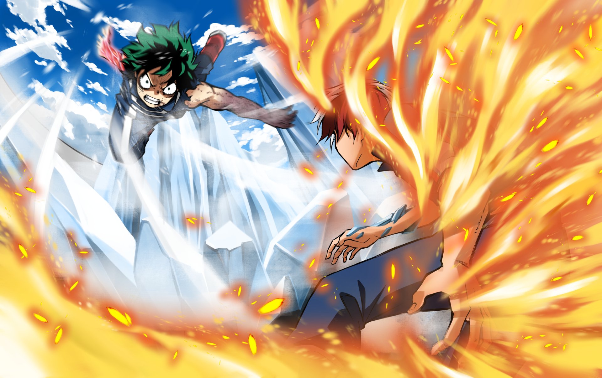 Download Shoto Todoroki Izuku Midoriya Anime My Hero Academia HD Wallpaper by ekakibito
