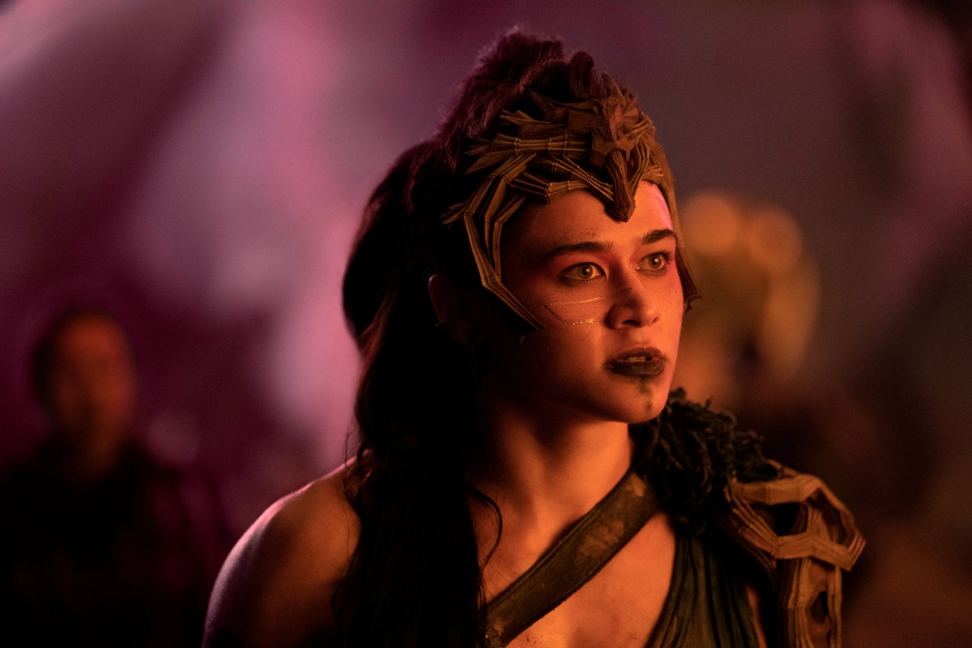 HD PC desktop wallpaper featuring a character from the movie Ant-Man and The Wasp: Quantumania in a dimly lit, dramatic scene.