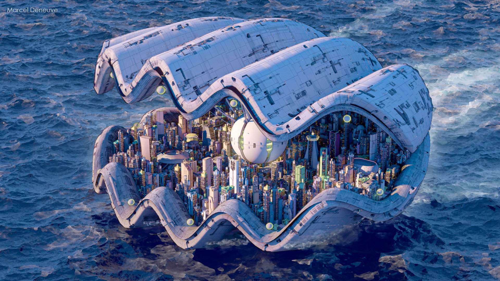 City in a shell by Marcel Deneuve