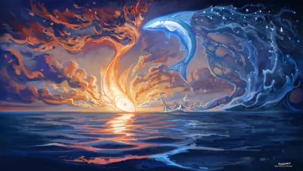  Sunset and dawn by Anatoly Muschenko