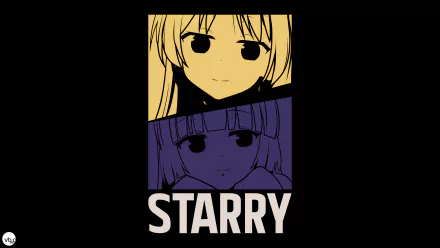 4K Ultra HD anime wallpaper featuring Seika Ijichi and PA-san from Bocchi the Rock!, with a split yellow and purple color design and the word STARRY below.