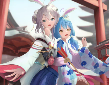  Shishiro Botan &amp; Yukihana Lamy by とうじゅん