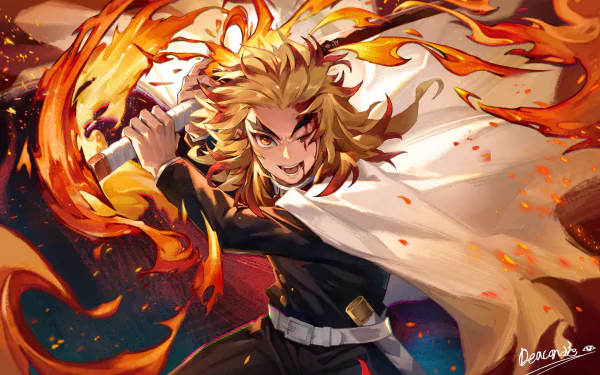 Kyojuro Rengoku Anime Demon Slayer: Kimetsu no Yaiba HD Desktop Wallpaper | Background Image