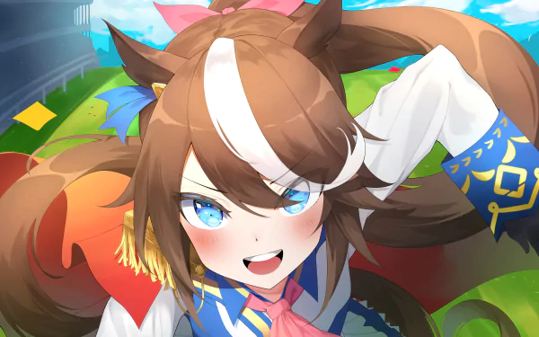 Tokai Teio from Uma Musume: Pretty Derby showcased in an animated HD desktop wallpaper and background.