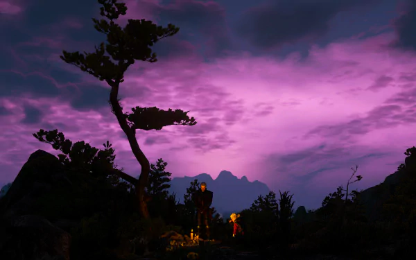 The Witcher 3 Geralt and Ciri near the bonfire