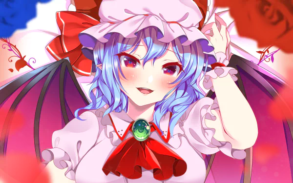 Remilia Scarlet from the Touhou anime series featured in a vibrant and detailed HD desktop wallpaper and background.