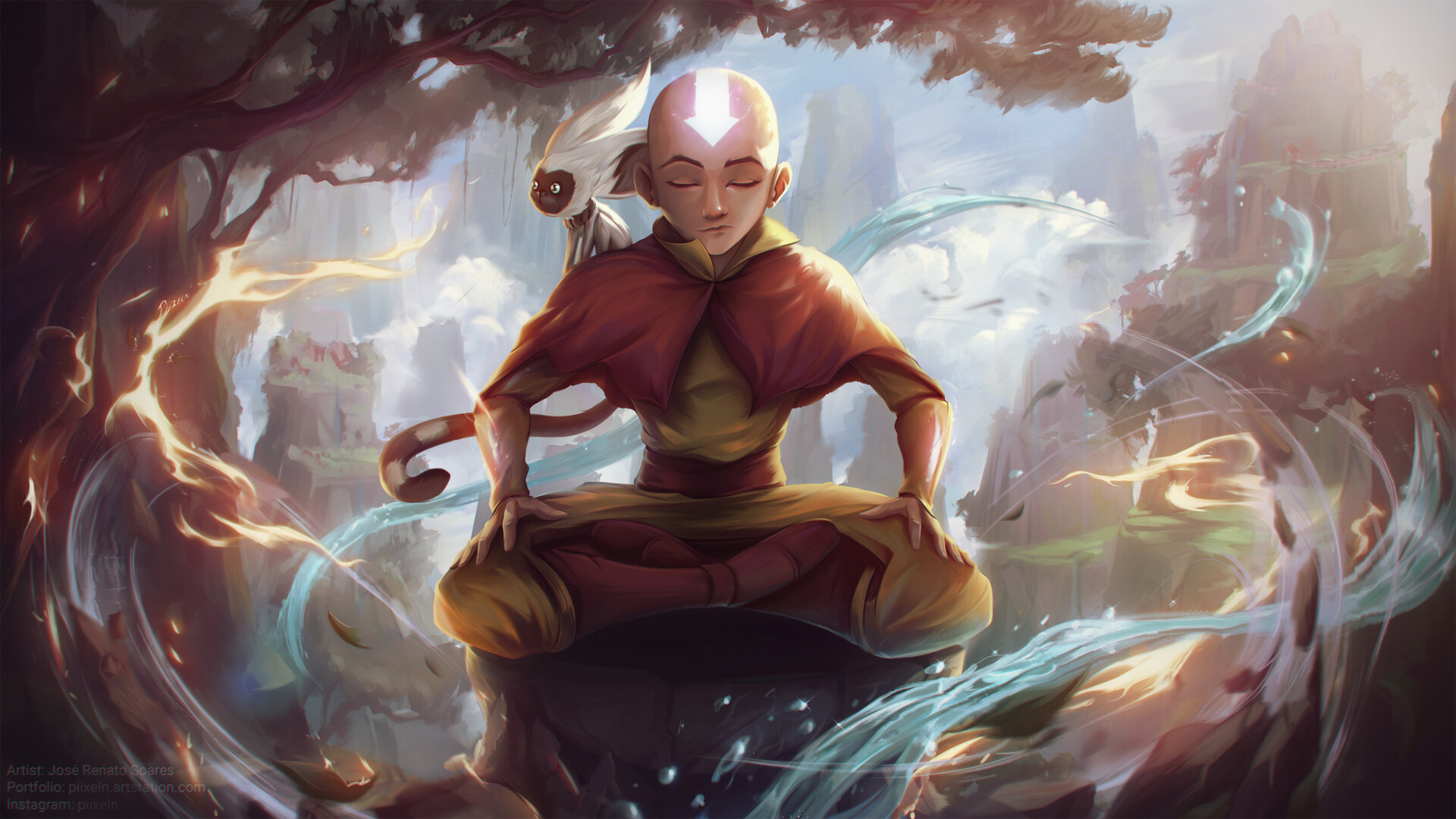Avatar: The Last Airbender - Aang and Momo by José Renato Soares