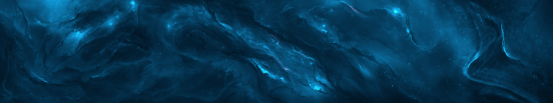 Deep blue Sci-Fi nebula stretches across a 4K Ultra HD PC desktop wallpaper and background, with swirling cosmic clouds and glowing stars in a vast space scene.