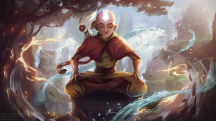  Avatar: The Last Airbender - Aang and Momo by José Renato Soares