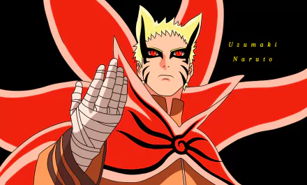 4K Ultra HD wallpaper of Naruto Uzumaki in Baryon Mode from the anime Boruto, featuring intense red and black colors with a dynamic pose.