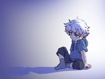 HD PC desktop wallpaper featuring a blue-haired anime character inspired by Toya Todoroki and Dabi from My Hero Academia, set against a light background.