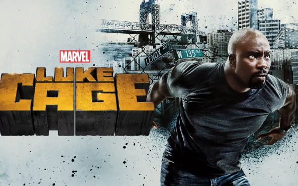 Luke Cage TV show HD desktop wallpaper with a dynamic and powerful design.