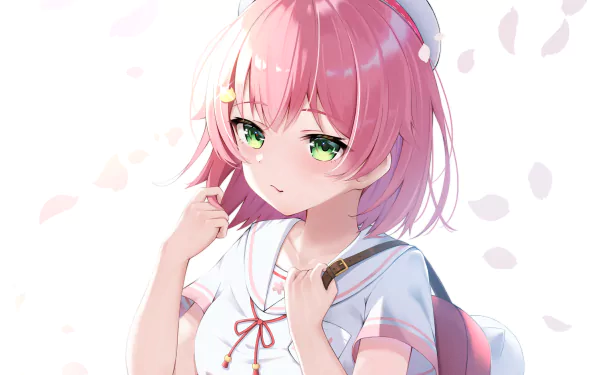 HD PC desktop wallpaper featuring Sakura Miko, a virtual YouTuber from hololive, depicted in an anime style with pink hair and green eyes.