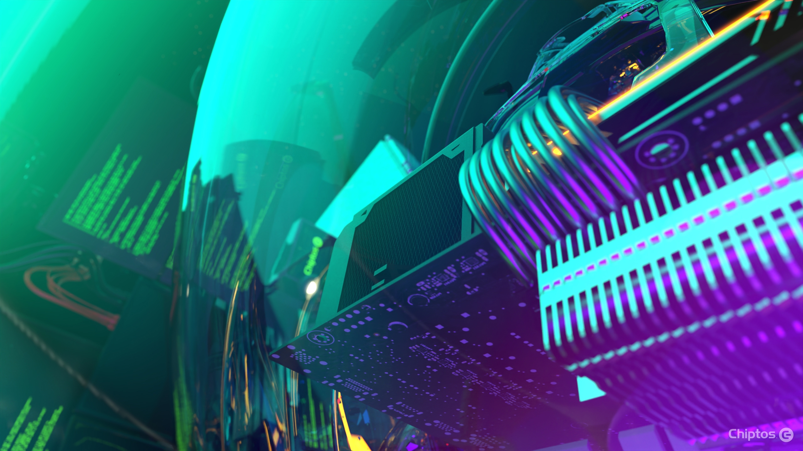 Chiptos X Wires Computer Case Abstract NFT Wallpaper Background Gloss 