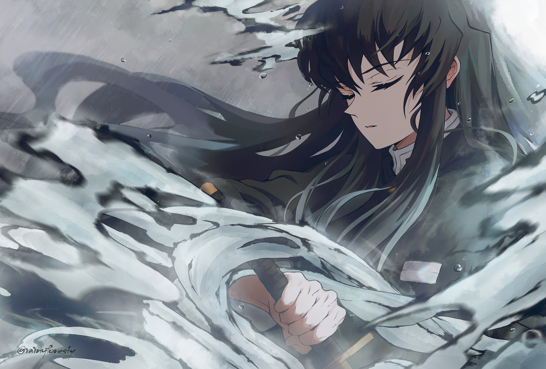 Download wallpaper Anime, online, Demon Slayer Kimetsu no Yaiba, Kimetsu no  Yaiba, Blade of Demon Destruction, The blade cleaves demons, section shonen  in resolution 1366x768