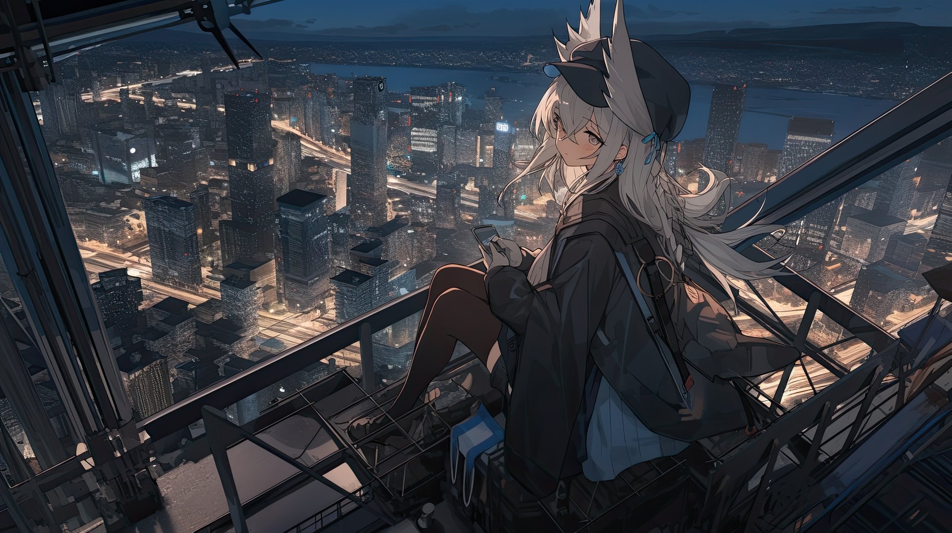 Night Cityscape: Original Anime 8K Ultra HD Wallpaper