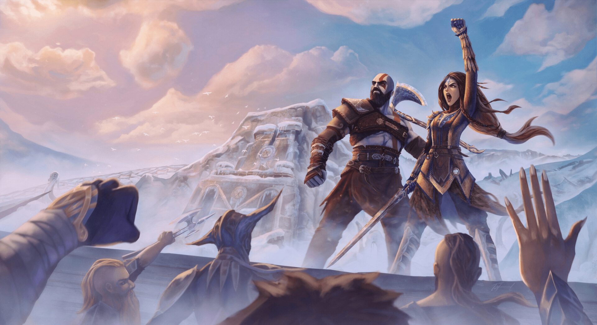 Download Freya (God Of War) Kratos (God Of War) Video Game God Of War: Ragnarök HD Wallpaper by Egor Golda