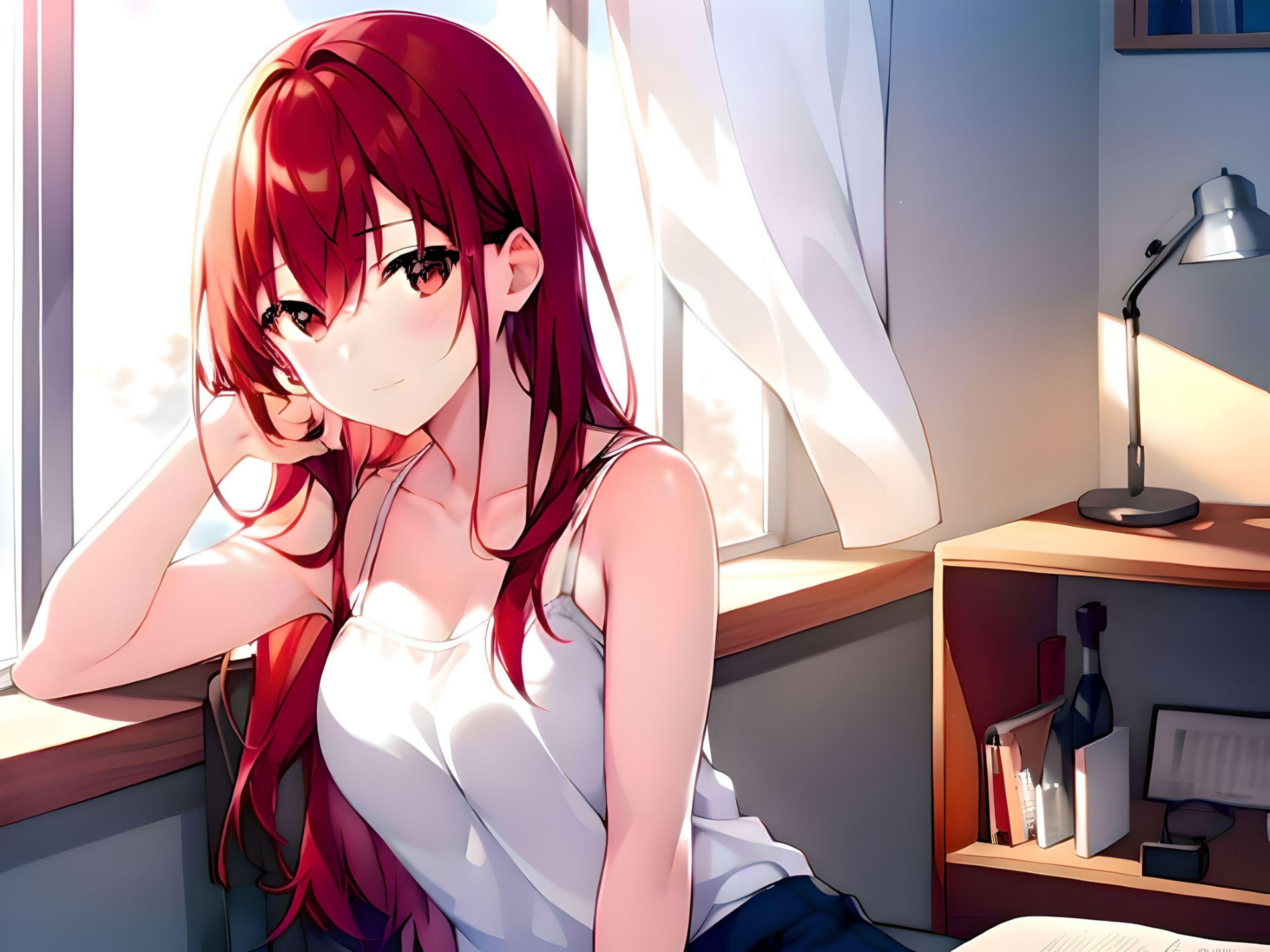 Anime girl at the window by CptGui